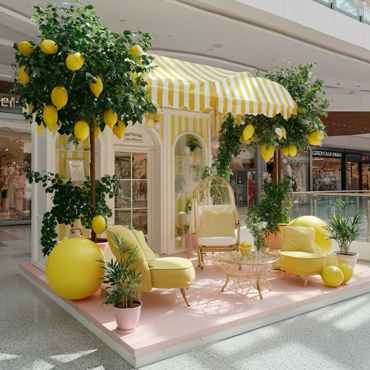 Custom yellow and green event installation