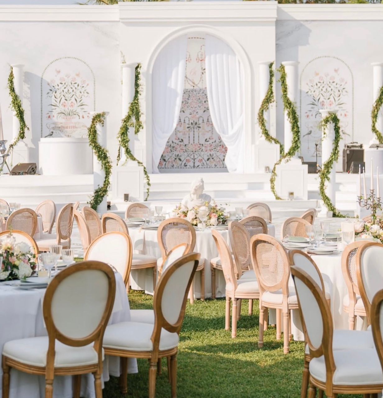 White garden wedding reception